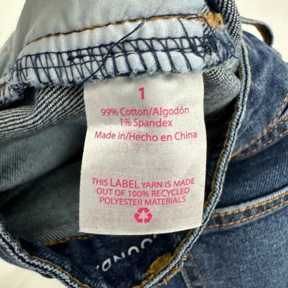 No Boundaries Distressed Straight Leg Women's size 1 Dark Wash Blue Denim Jeans - Picture 4 of 5